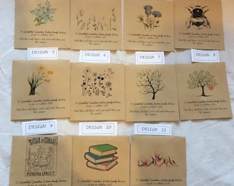 Wildflower Seed any occasion pupil gift Packets - PERSONALISED Vintage favour 5,10,20