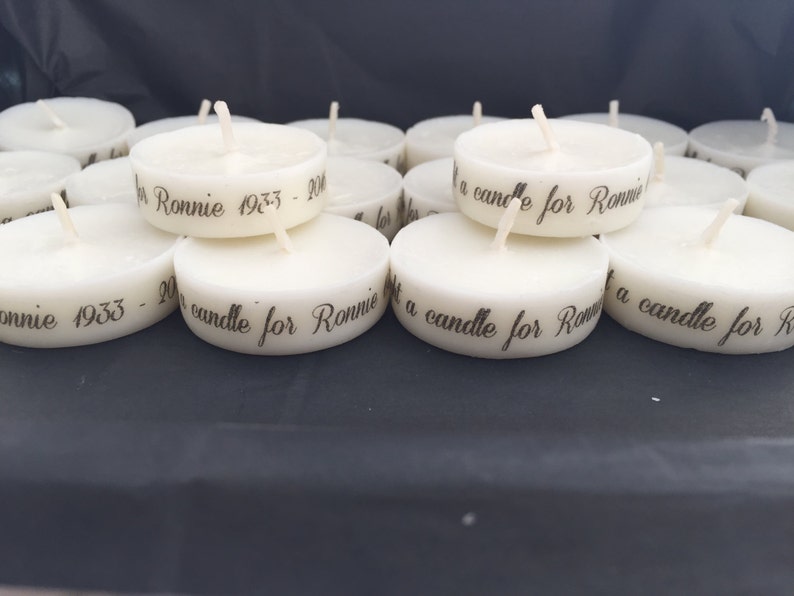 Funeral Personalised Remembrance & Memorial Candle Favours. Etsy