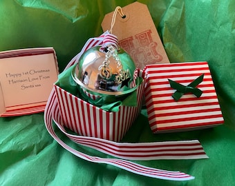 Personalized Baby's First Christmas Silver Bell Ornament: Polar Express Keepsake