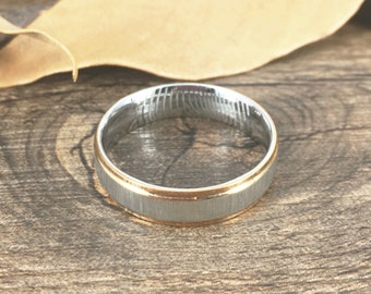 Your Actual Fingerprint Ring Handmade Men Ring Silver Two Tone Rose Gold Titanium Ring Custom Promise Ring Anniversary Gift Dome Shape 6mm