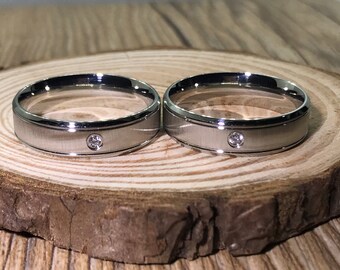 His and his Handmade Matte Wedding Bands, Couple Rings Set, Titanium Rings Set, Anniversary Rings Set