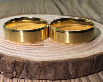 His and his  Handmade Gold Wedding Bands, Couple Rings Set, Titanium Rings Set, Anniversary Rings Set