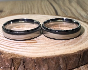 His and his Handmade Dome Matte Wedding Bands, Couple Rings Set, Titanium Rings Set, Anniversary Rings Set