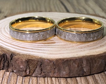 His and his Handmade Gold Wedding Bands, Couple Rings Set, Titanium Rings Set, Anniversary Rings Set