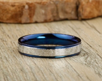 Handmade Blue Wedding Band Women Ring Couple Ring Titanium | Etsy