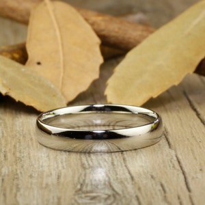 His and Hers Matching White Gold Polish Wedding Bands Rings 6mm and 4mm Wide Titanium Rings Set image 3