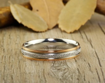 Handmade Rose Gold Matching Wedding Band, Women Ring, Couple Ring, Titanium Ring, Anniversary Ring, Bridal Ring, Promise Ring, Bride Ring