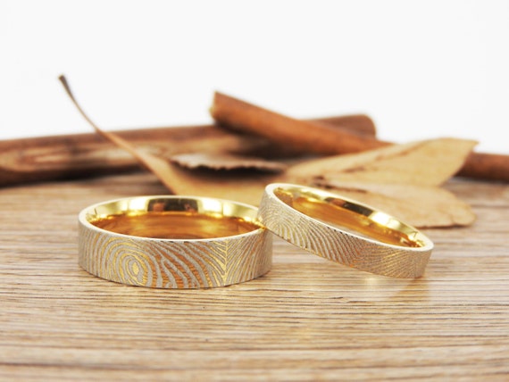 Your Actual Finger Print Rings family Fingerprints Matching Fingerprint Ring Handmade His and Hers Matching Gold Wedding Rings Set Etsy