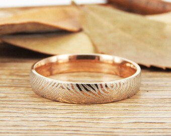 Your Actual Finger Print Rings, Family Fingerprints, Friendship Rings, Women Ring,  WEDDING RING - Rose Gold Titanium Rings 4mm