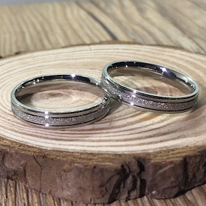 Hers and Hers Handmade rings, Couple Rings Set, Titanium Rings Set, Anniversary Rings Set
