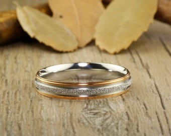 ANNIVERSARY RING - Rose Gold  Titanium Rings 4mm width