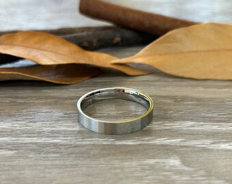 Handmade Flat Plain Matte Satin Wedding Band, Women Ring, Couple Ring, Titanium Ring, Anniversary Ring, Promise Ring, Bridal Ring