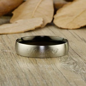 Handmade Black Customized Dome Matte Wedding Band, Women Ring, Couple Ring, Titanium Ring, Anniversary Ring