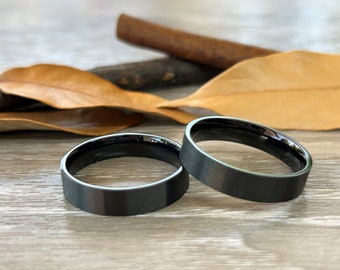 His and his Handmade Customize Matching Wedding Bands, Couple Rings Set, Titanium Rings Set, Anniversary Rings Set