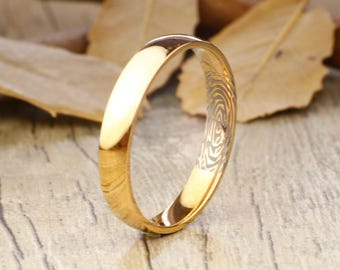 Your Actual Finger Print Rings, WEDDING RING - Women RIng,  Rose Gold Titanium Rings 4mm
