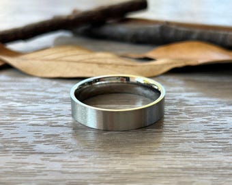 Handmade Flat Matte Satin Plain Wedding Band, Men Ring, Male Ring, Women Ring, Couple Ring, Titanium Ring, Anniversary Ring
