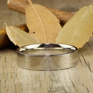 Handmade Flat Plain Polish Wedding Band, Men Ring, Couple Ring, Titanium Ring, Anniversary Ring