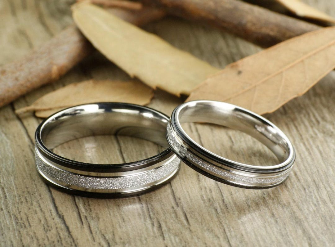 Matching Titanium Rings Handmade Matching Wedding Bands, Couple Rings Set, Titanium Rings Set ...