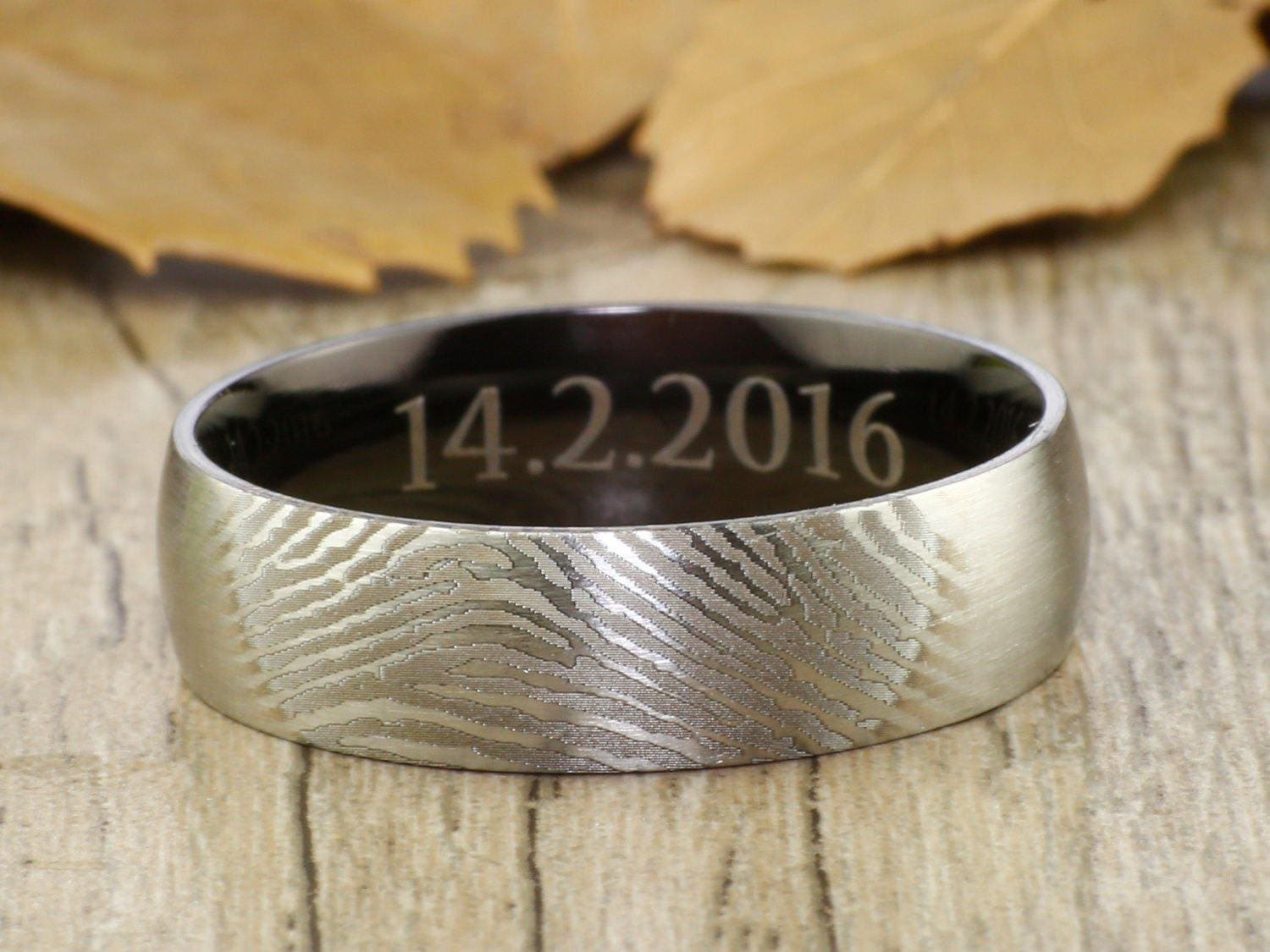 Unique Fingerprint Rings, Couple Rings, Simple Personalized Matt Two ...