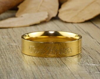 Personalize PROMISE RING , Gold Titanium Rings 6mm