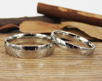 Handmade Your Marriage Vow & Signature Rings Wedding Rings, Matching Wedding Bands, Titanium Couple Rings Set