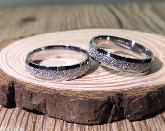 Hers and Hers Handmade rings, Couple Rings Set, Titanium Rings Set, Anniversary Rings Set