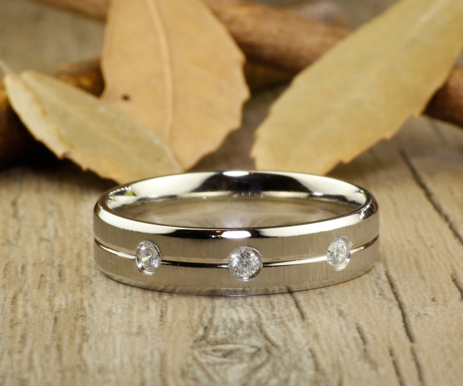 His and Her Promise Rings White Gold Matt Small Diamonds Etsy