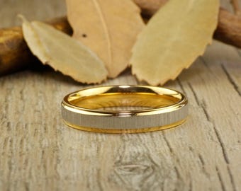 Handmade Gold Matte Wedding Band, Women Ring, Couple Ring, Titanium Ring, Anniversary Ring, Promise Ring, Bridal Ring