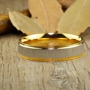Custom Gifts His and Her Promise Rings - Yellow Gold Wedding Titanium Rings Set image 3