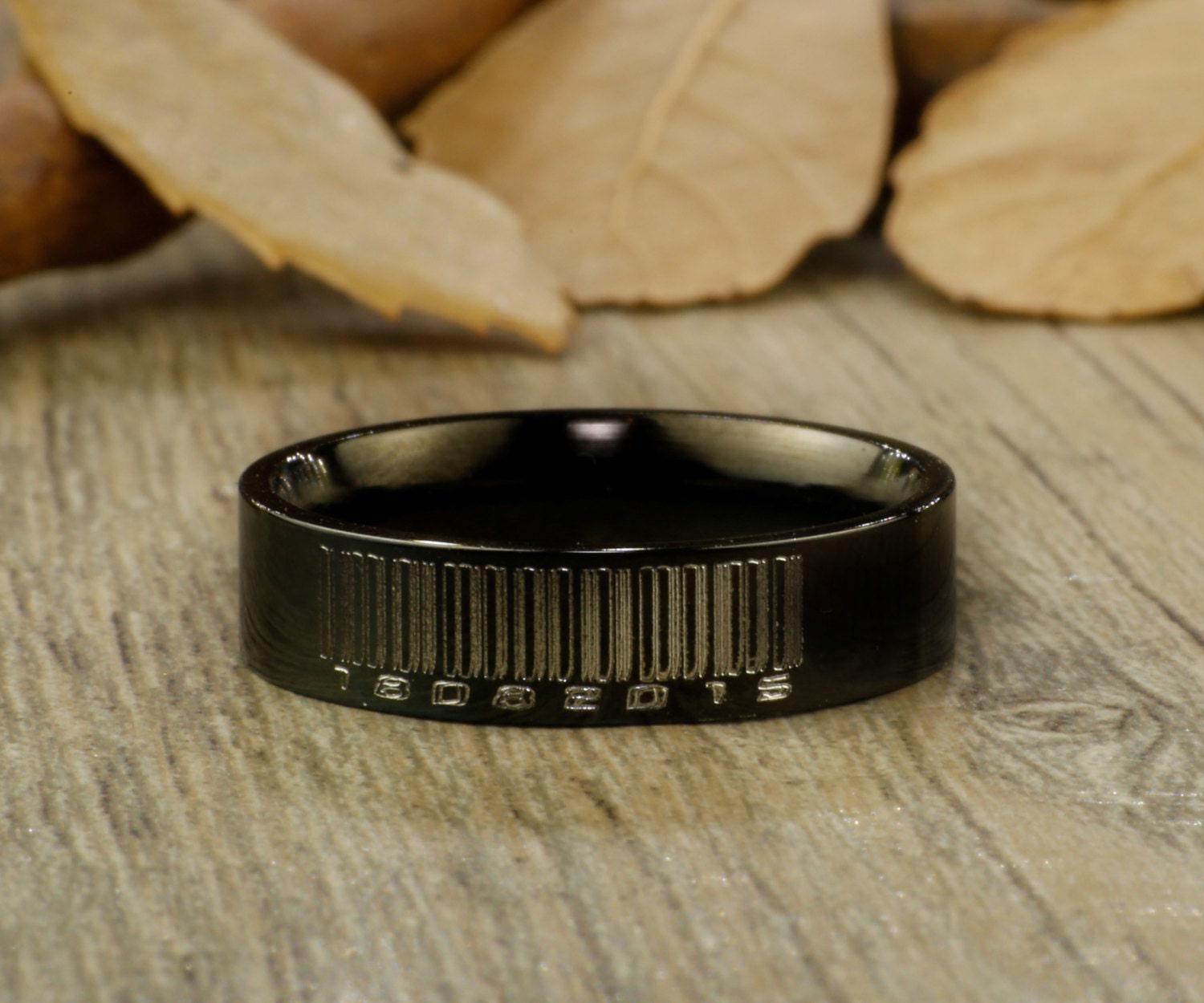 Branded Barcode Rings Handmade Customize Barcode Matching Wedding Bands, Couple Rings Set ...
