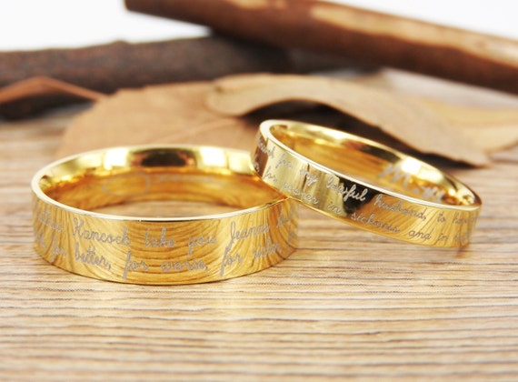 Handmade Your Marriage Vow Signature Rings Wedding Rings Gold