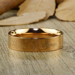 Personalized PROMISE RING , Rose Gold Titanium Rings 6mm