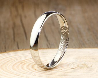 Your Actual Finger Print Rings, PROMISE RING - Sliver Titanium Rings 4mm