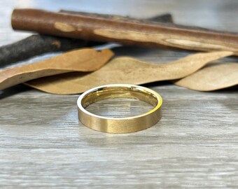 Handmade Flat Plain Matte Satin Wedding Band, Women Ring, Couple Ring, Titanium Ring, Anniversary Ring, Promise Ring, Bridal Ring