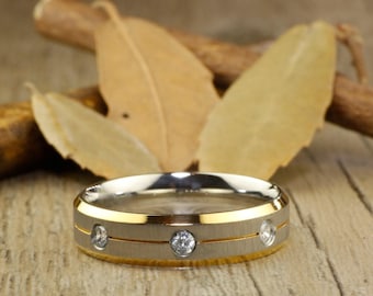 Fait à la main personnaliser Alliance or, bague homme, Couple, bague en titane, bague d’anniversaire