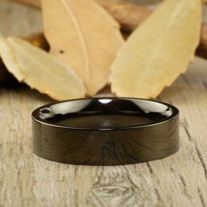 WEDDING RING Valentine's Day gift Black Titanium Rings 6mm image 1