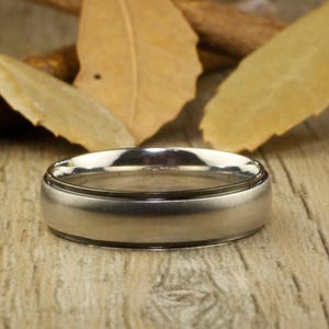Handmade Dome Matte Wedding Bands, Couple Rings Set, Titanium Rings Set, Anniversary Rings Set image 2