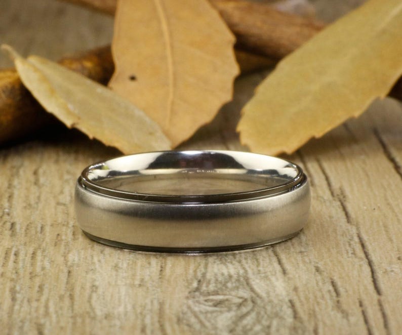 Handmade Dome Matte Wedding Bands, Couple Rings Set, Titanium Rings Set, Anniversary Rings Set image 2