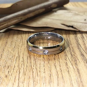 Your Actual Fingerprint Ring Handmade Men Ring Silver CZ Diamond Titanium Ring Custom Classic Design Promise Anniversary Ring Dome Shape 6mm
