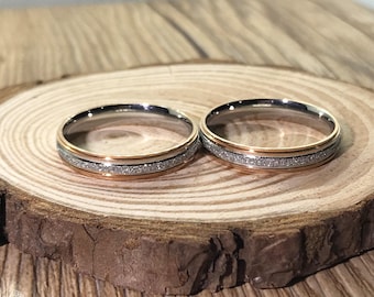 Hers and Hers Handmade Rose Gold Matching rings, Couple Rings Set, Titanium Rings Set, Anniversary Rings Set