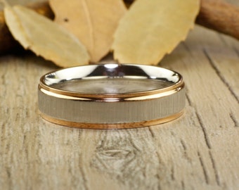 Promise Rings - Rose Gold Wedding Titanium Rings 6mm