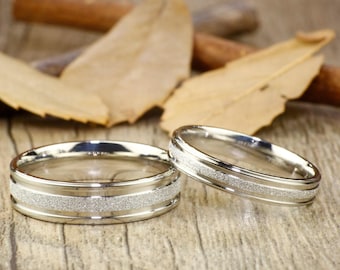 Silver Any Size Handmade Free Engrave Polish Groom&Bride Men Women Wedding Engagement Anniversary Titanium Couple Rings Set