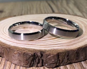 Hers and Hers Handmade Matte rings, Couple Rings Set, Titanium Rings Set, Anniversary Rings Set