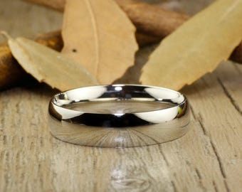 Handmade Polished Titanium Wedding Band: Comfort Fit Couple Ring