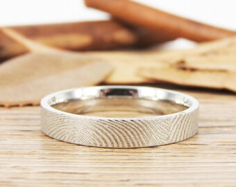 Your Actual Finger Print Rings, Family Fingerprints, Friendship Rings, Women Ring,  WEDDING RING - Titanium Rings 4mm