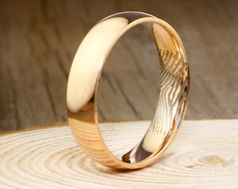 Your Actual Finger Print Rings, Thumb Print Rings WEDDING RING -Rose Gold Titanium Rings 6mm