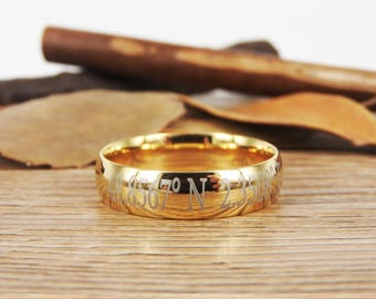 Latitude Longitude Dome Gold Ring, Coordinate Ring, Longitude Latitude, Personalized Ring, Personalized Jewelry