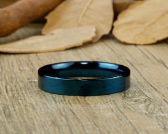 WEDDING RING - Valentine's Day gift Blue Titanium Rings 4mm