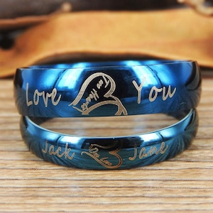 Handmade Two Heart become One Heart Matching Wedding Rings, his and her promise ring, Wedding Rings Set, couple rings
