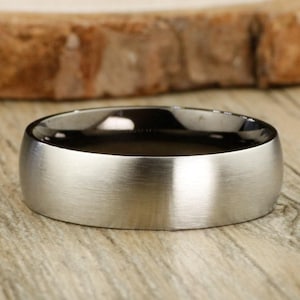 Handmade Black Dome Matte Wedding Band, Men Ring, Couple Ring, Titanium Ring, Anniversary Ring, Promise Ring